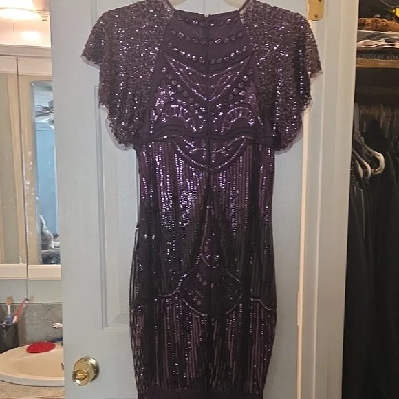 Purple Sequin Fringe Dress - Picture 3 of 5